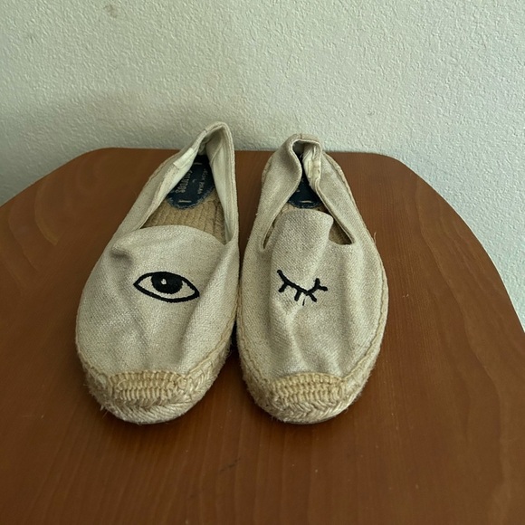 Soludos Women's Jason Polan Wink Espadrilles Cream Cotton Canvas Jute Sz 8 Woven - Picture 2 of 13